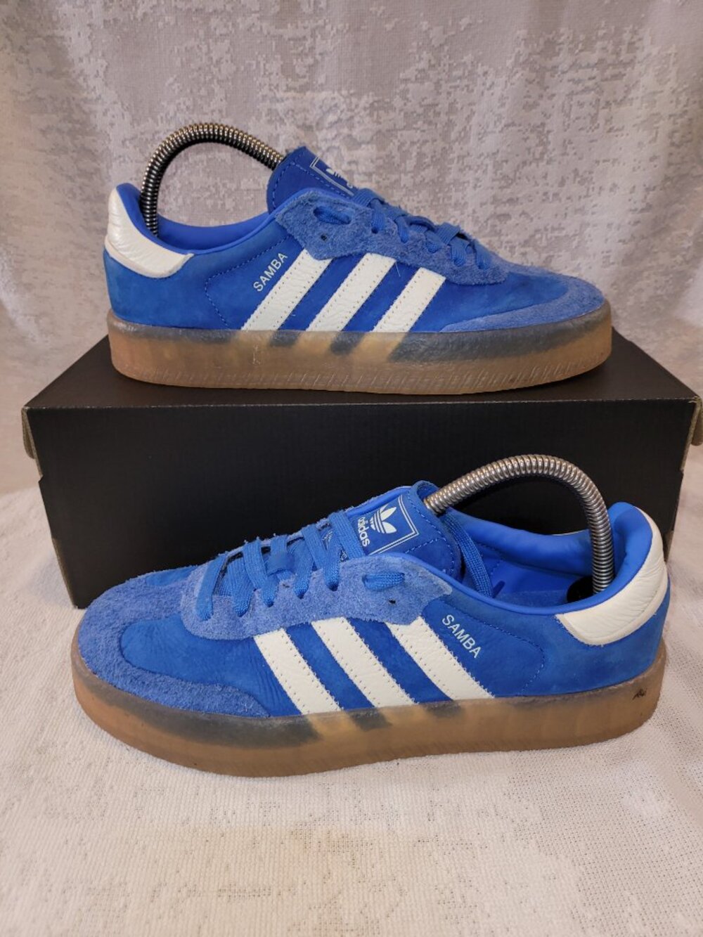 Adidas Womens Sambae Samba JI2743 Blue/White Tan Gum Suede Sneakers Size 8